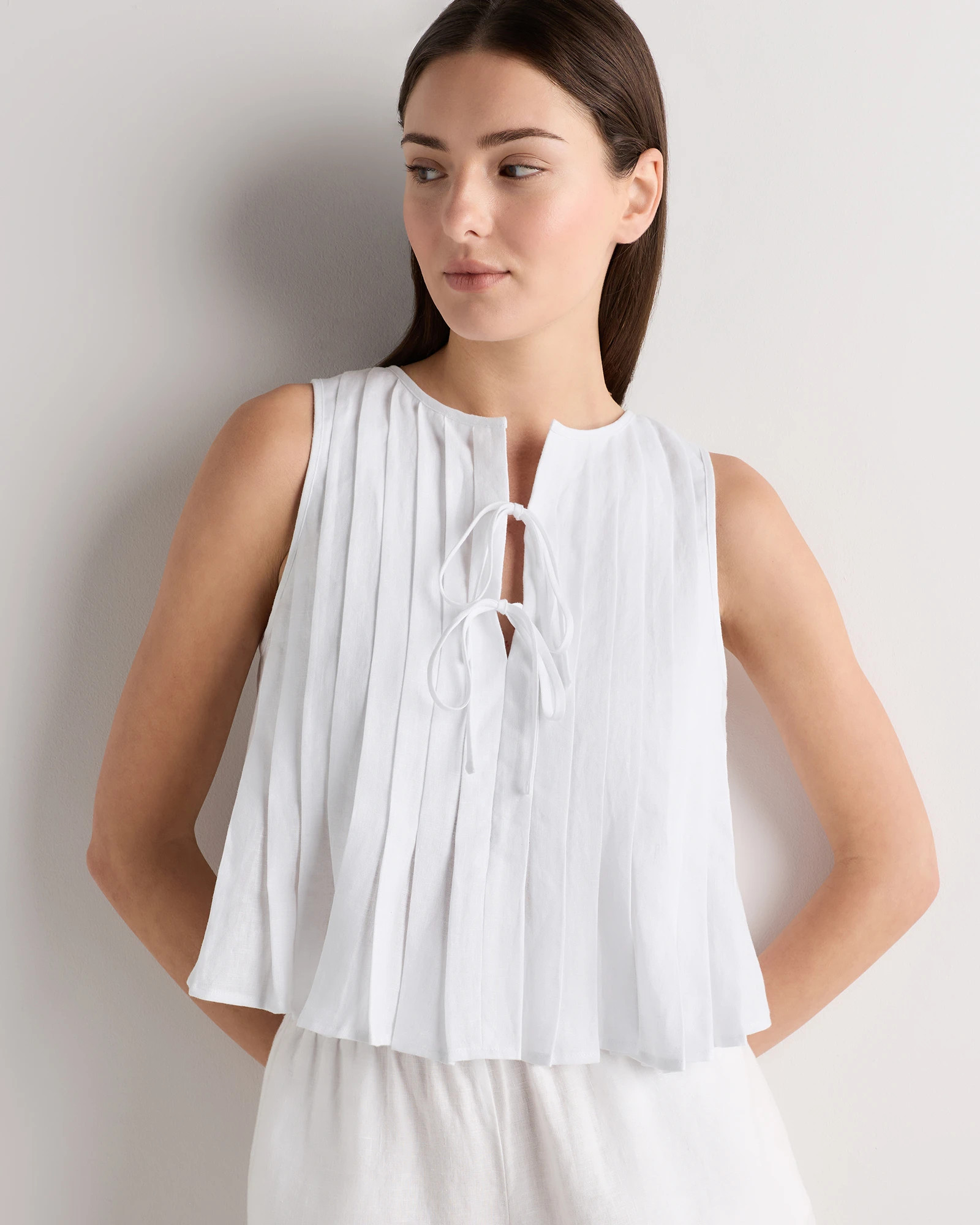 100% European Linen Pleated Tank | Quince