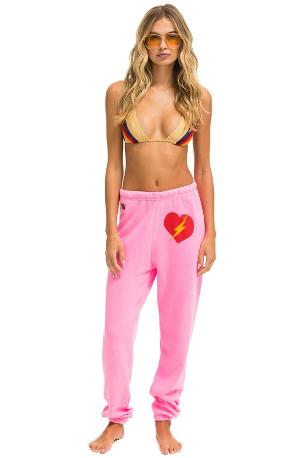 BOLT HEART SWEATPANTS - NEON PINK | Aviator Nation