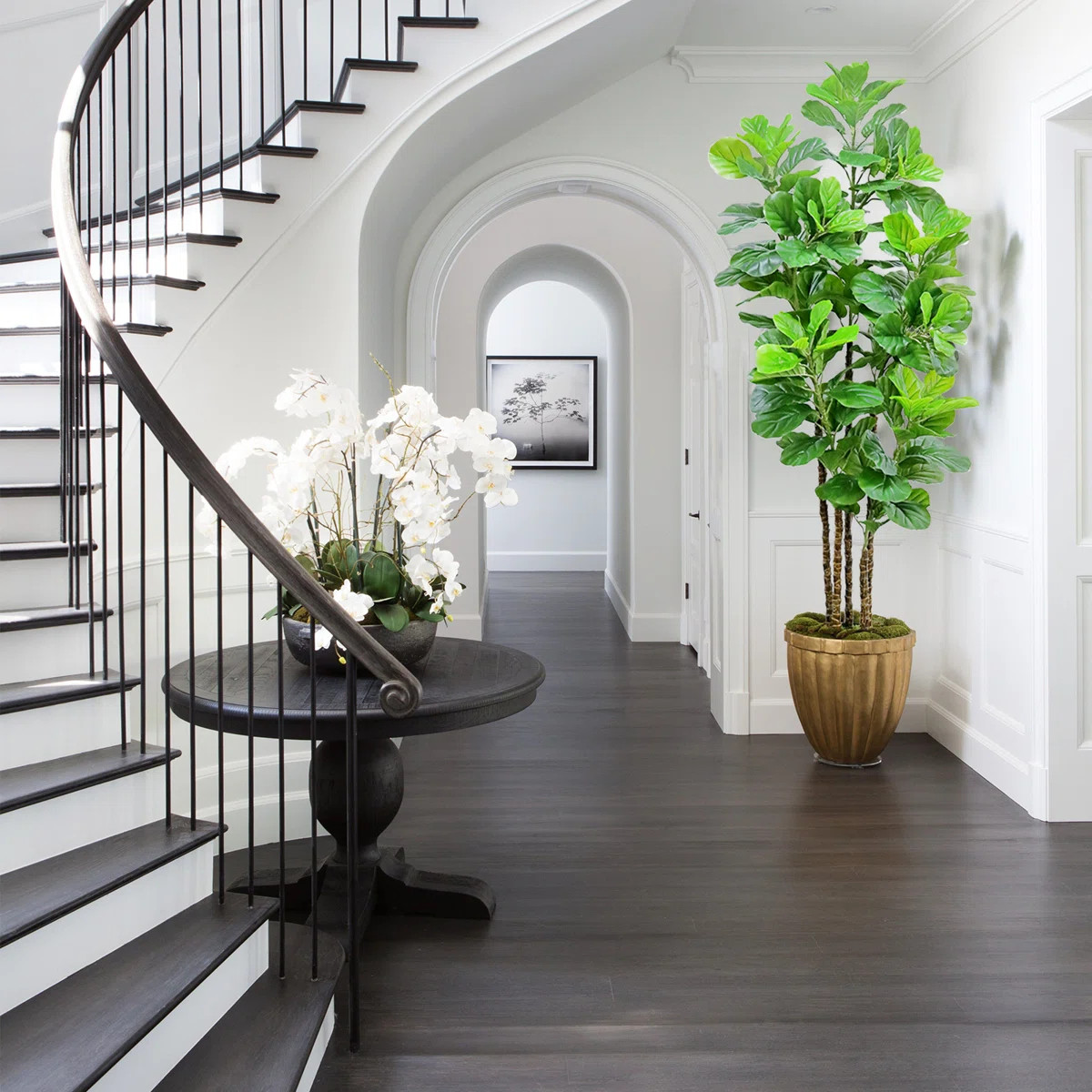 Artificial Fiddle Leaf Fig Tree in Pot Faux Fiddle Leaf Fig Tree Large Artificial Tree for Indoor... | Wayfair North America