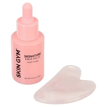 Skin Gym Rose Quartz Gua Sha Workout Kit, Rose Quartz Sculpty Heart Gua Sha + Signature Face Oil Value Added Kit for Glowing, Radiant Skin | Walmart (US)