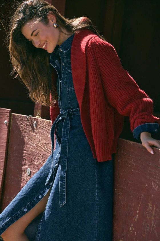 Impressive Comfort Red Open-Front Knit Cardigan | Lulus
