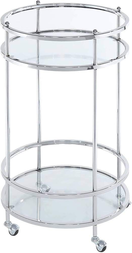 Convenience Concepts Royal Crest Bar Cart With Wheels, Clear Glass / Chrome Frame | Amazon (US)