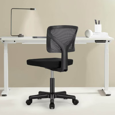 Lyngins Low-Back Ergonomic Mesh Office Chair, Armless Desk Chair with Adjustable Height & Removable Cushion, Swivel Rolling Computer Chair, Black | Target