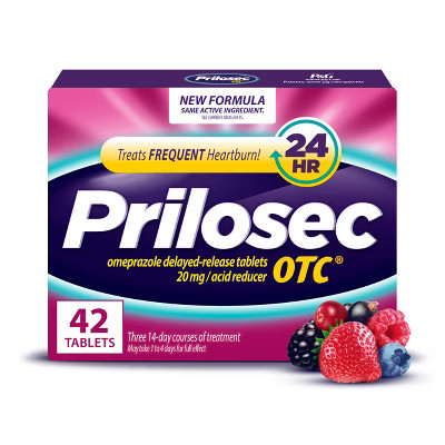 Prilosec OTC Omeprazole 20mg Delayed-Release Acid Reducer for Heartburn Relief Wildberry Tablets - 42ct | Target