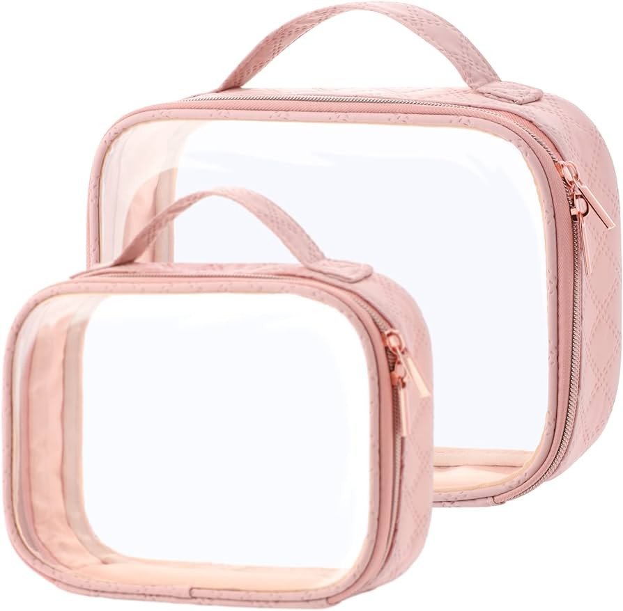 PACKISM Clear Makeup Bag 1 Large 1 Medium - 2 Pack TSA Approved Toiletry Bag - 180° Large Openin... | Amazon (US)