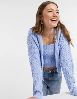 New Look beaded cardigan in light blue - part of a set | ASOS (Global)