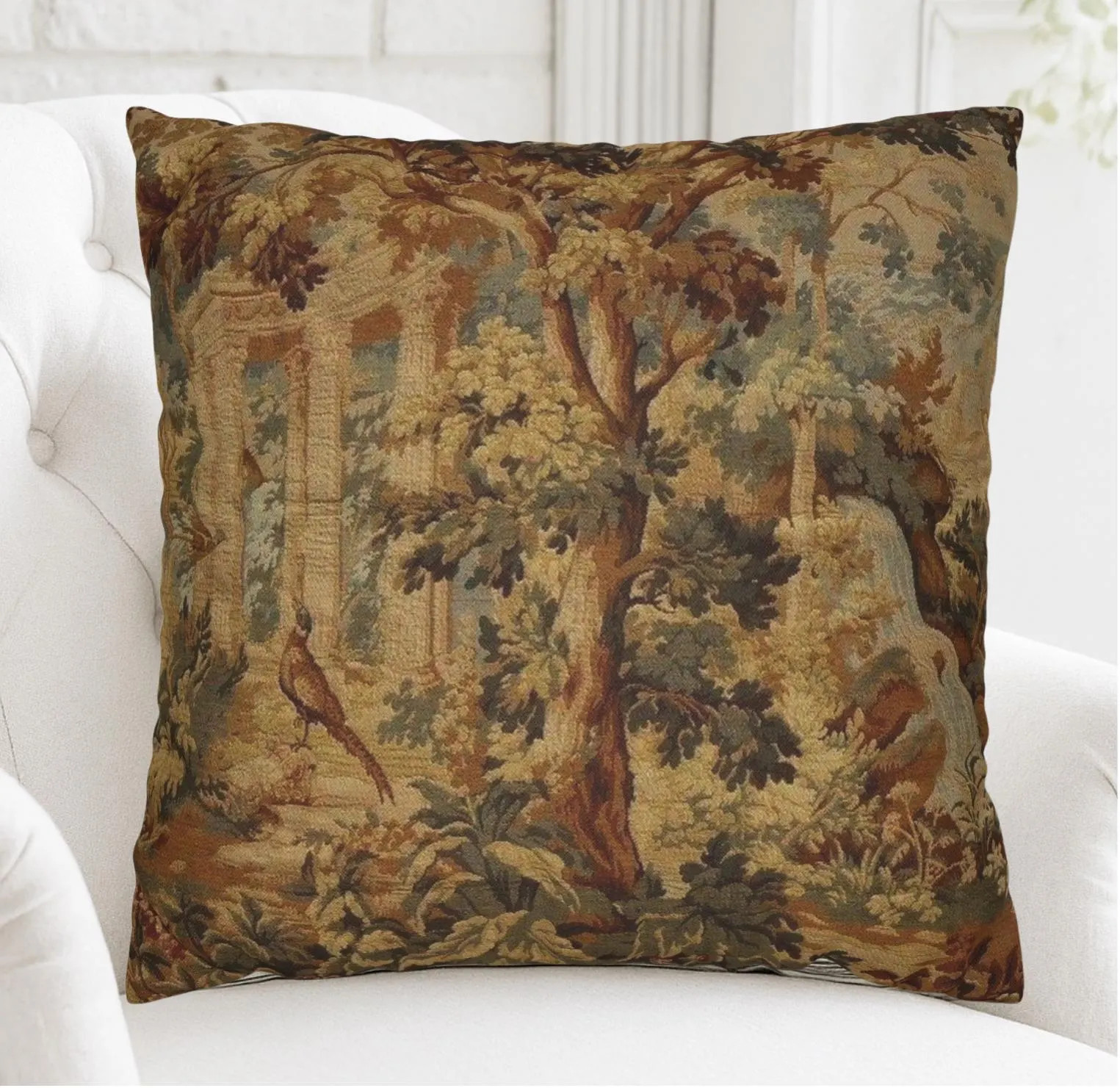 Verdure Tapestry Pillow Cover, Vintage French Château Throw Cushion | Etsy (Global)