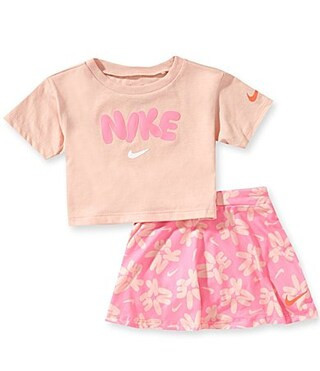 Nike Baby Girls Short Sleeve Logo T-Shirt Swoosh Skort Set - 12 Months | Dillard's