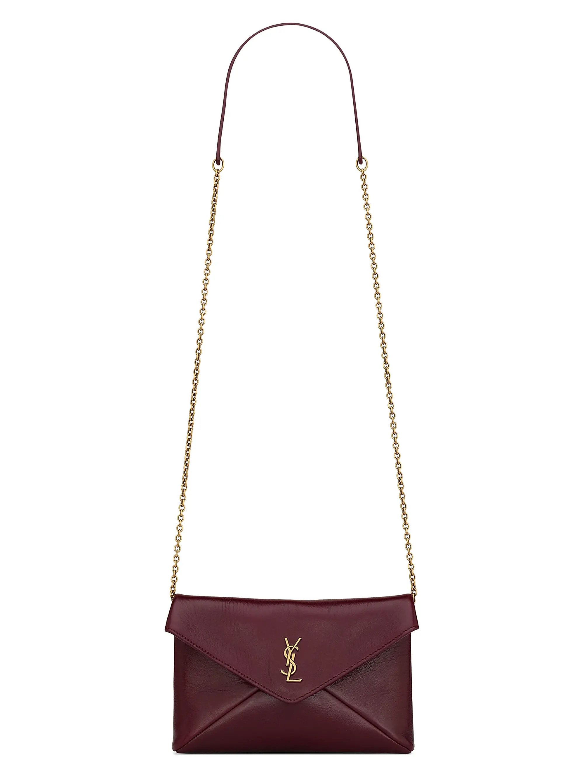 Saint Laurent Cassandre Chain Pouch in Shiny Leather | Saks Fifth Avenue | Saks Fifth Avenue
