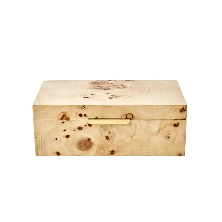 Beautiful by Drew Burl Wood Tabletop Storage Box, Decorative Jewelry Organizer with Lid, Natural ... | Walmart (US)