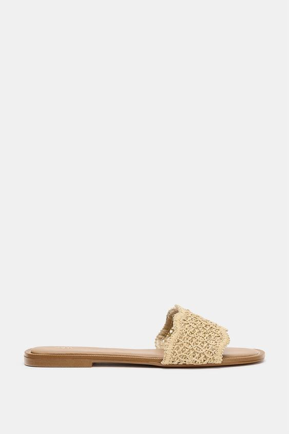 EMBROIDERED SLIDE SANDALS | Zara US