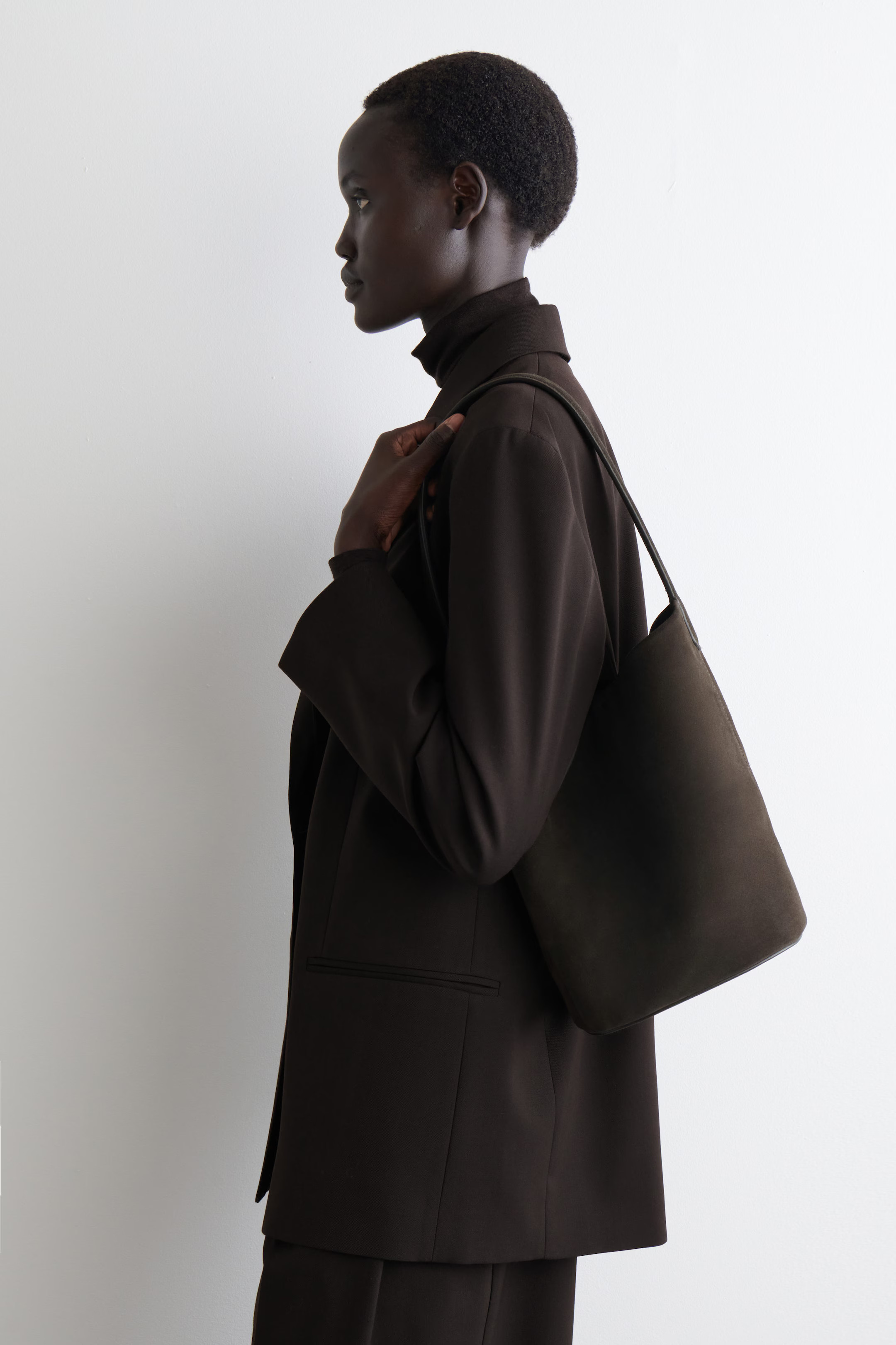 PARADIGM MINI TOTE BAG - SUEDE - DARK BROWN | COS | COS UK