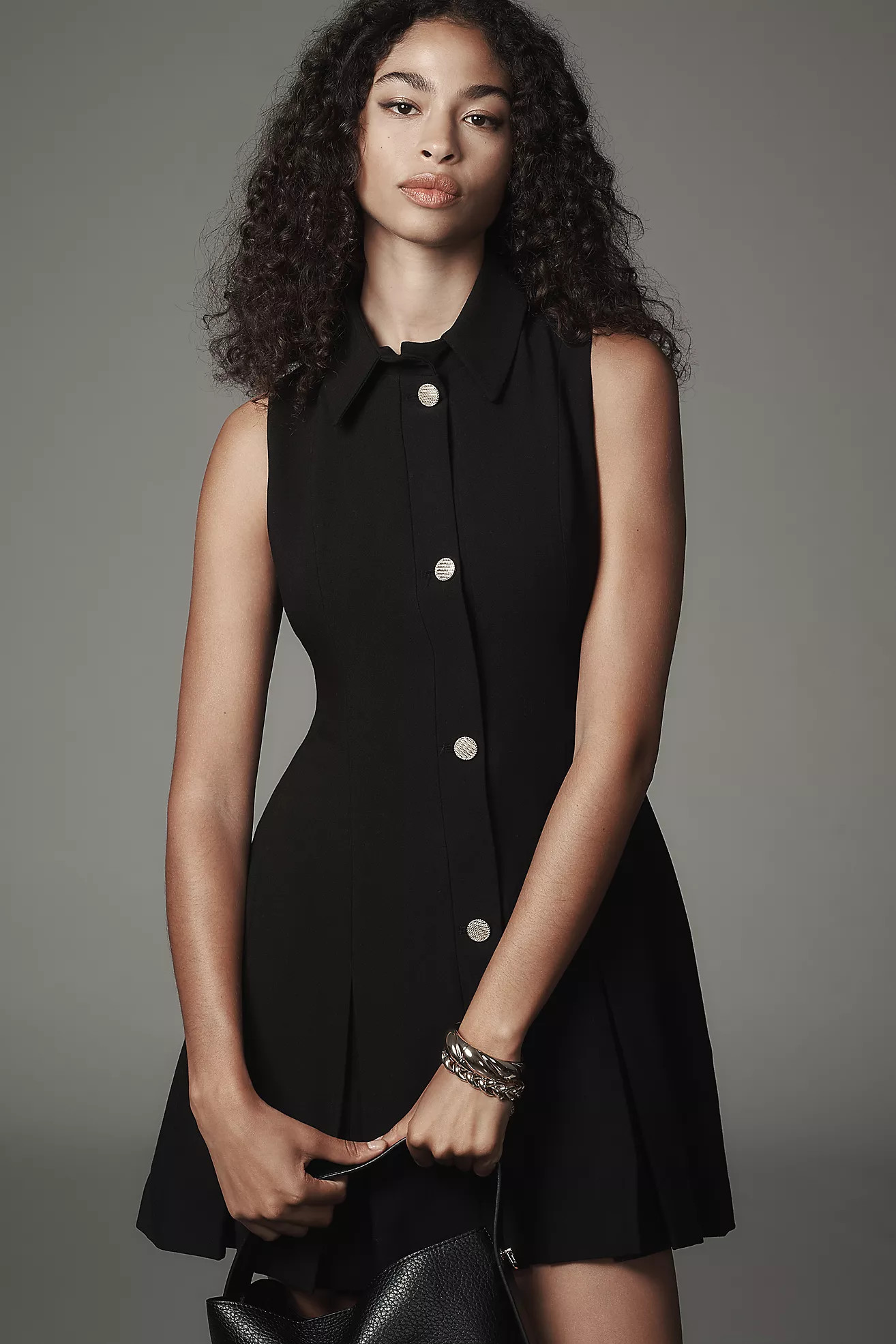 Maeve Sleeveless Button-Front A-Line Mini Dress | Anthropologie (US)