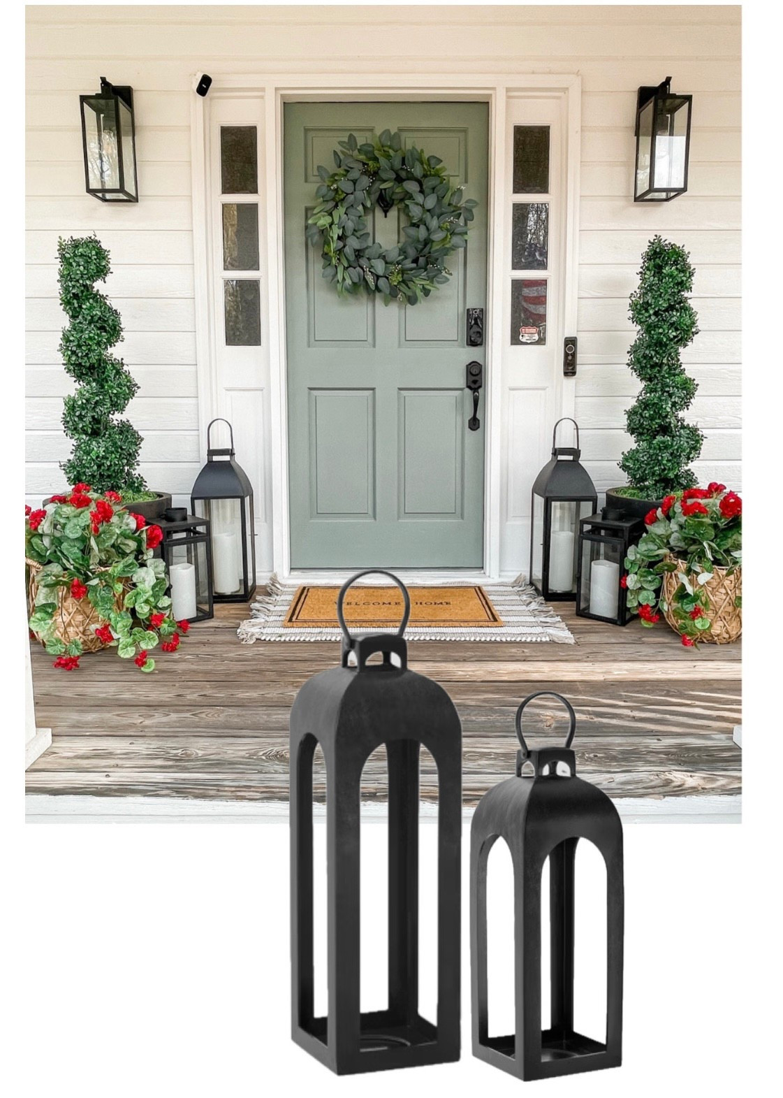 Porch lanterns that are similar to mine (mine are 4-5 years old)
4 size options 
On sale this week- 20% off 

#LTKHome #LTKSeasonal #LTKSaleAlert