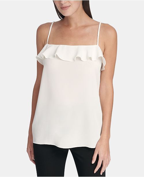 DKNY Ruffle Bow-Tie Camisole Top  & Reviews - Tops - Women - Macy's | Macys (US)