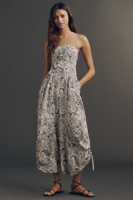 By Anthropologie Strapless Printed Parachute Jumpsuit | Anthropologie (US)