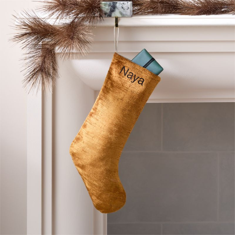 Truette Tapenade Yellow Turkish Silk Christmas Stocking | CB2 | CB2
