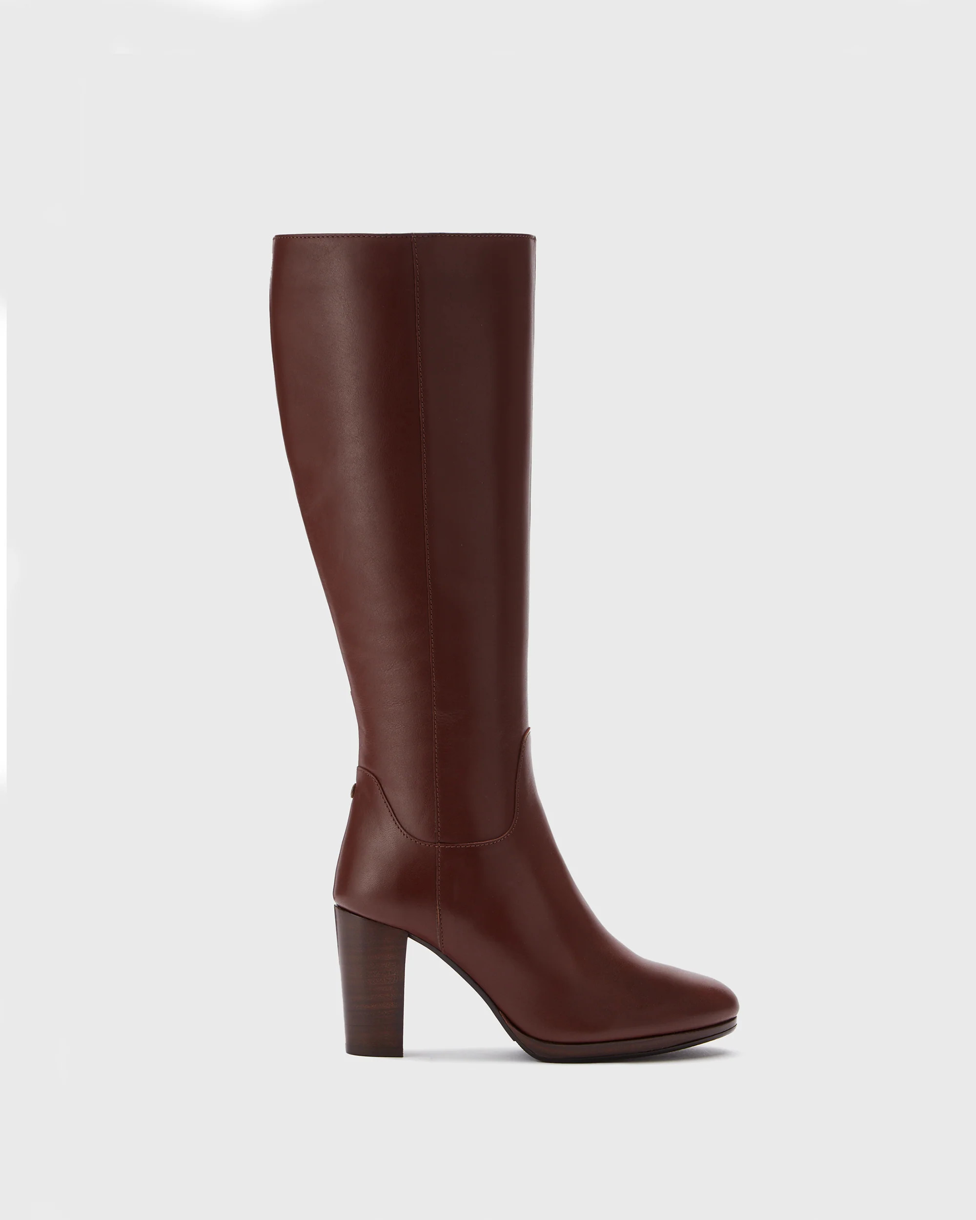 Belmore Brown Leather Knee High Heeled Boots | DuoBoots | DuoBoots