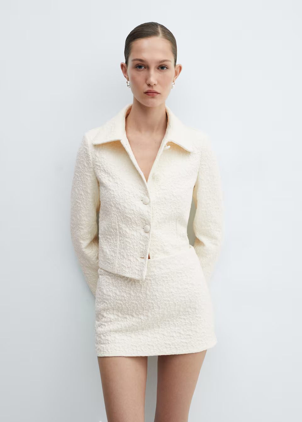 Buttoned texture jacket -  Women | Mango USA | MANGO (US)