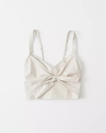 Linen-Blend Tie-Front Crop Top | Abercrombie & Fitch US & UK