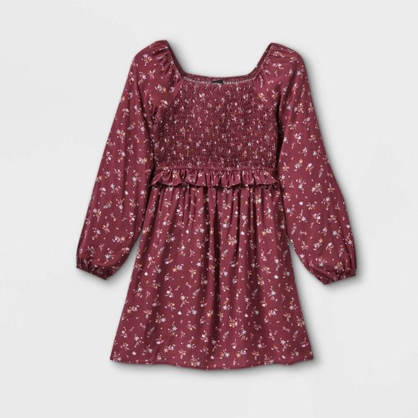 Girls' Smocked Challis Long Sleeve Dress - art class™ | Target