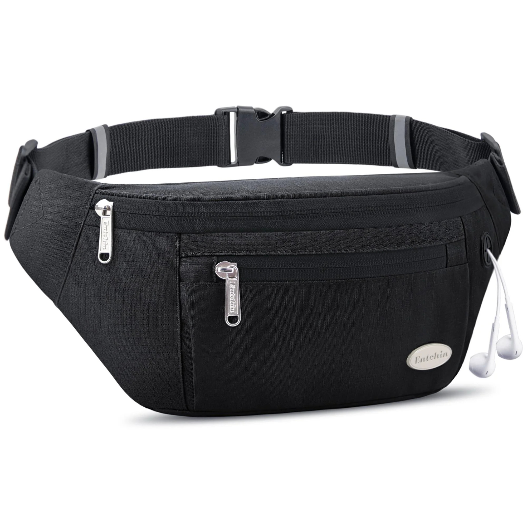 Entchin Fanny Pack for Women Men with 4 Pockets Fabric Waist Pack Faster Buckle Crossbody Bags | Walmart (US)