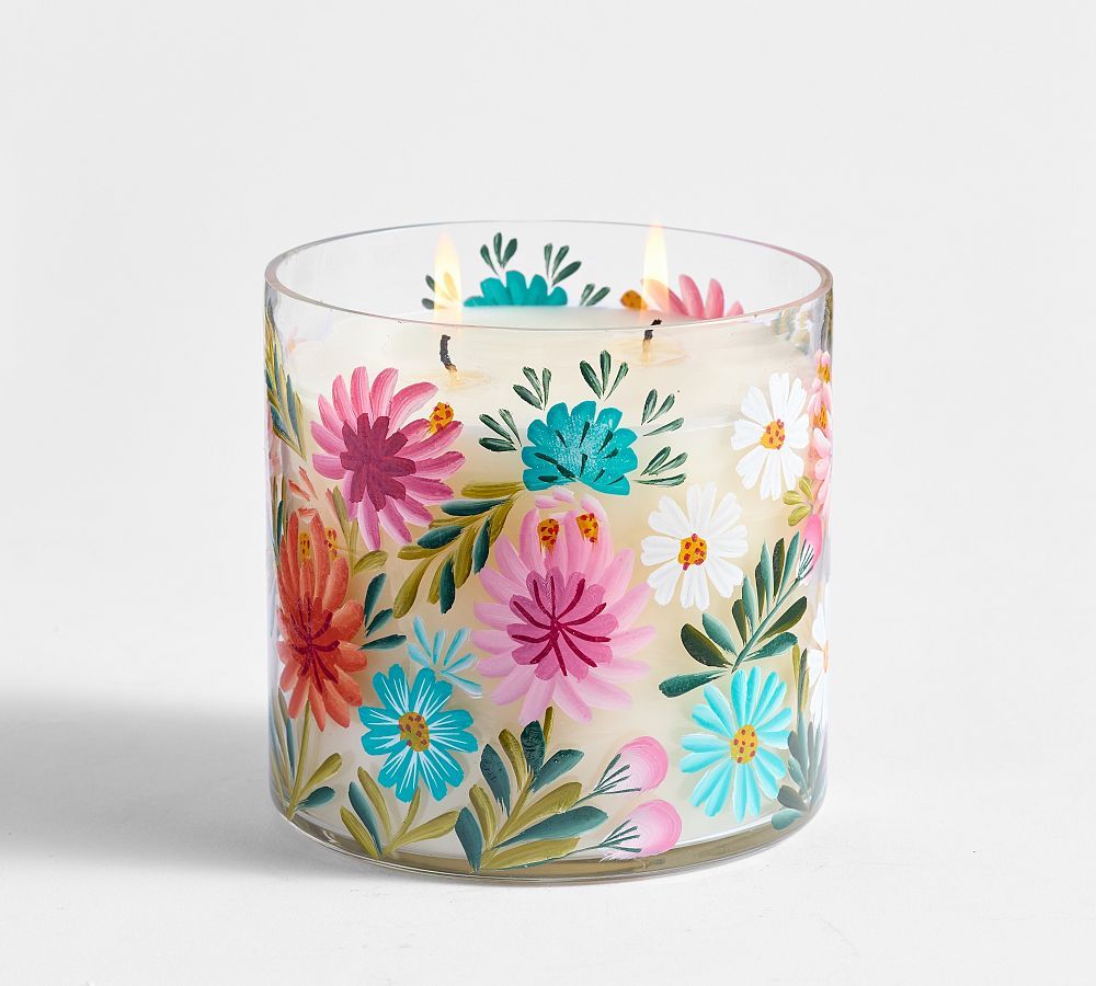Hand Painted Flower Candle - White Fig & Vetiver | Pottery Barn (US)