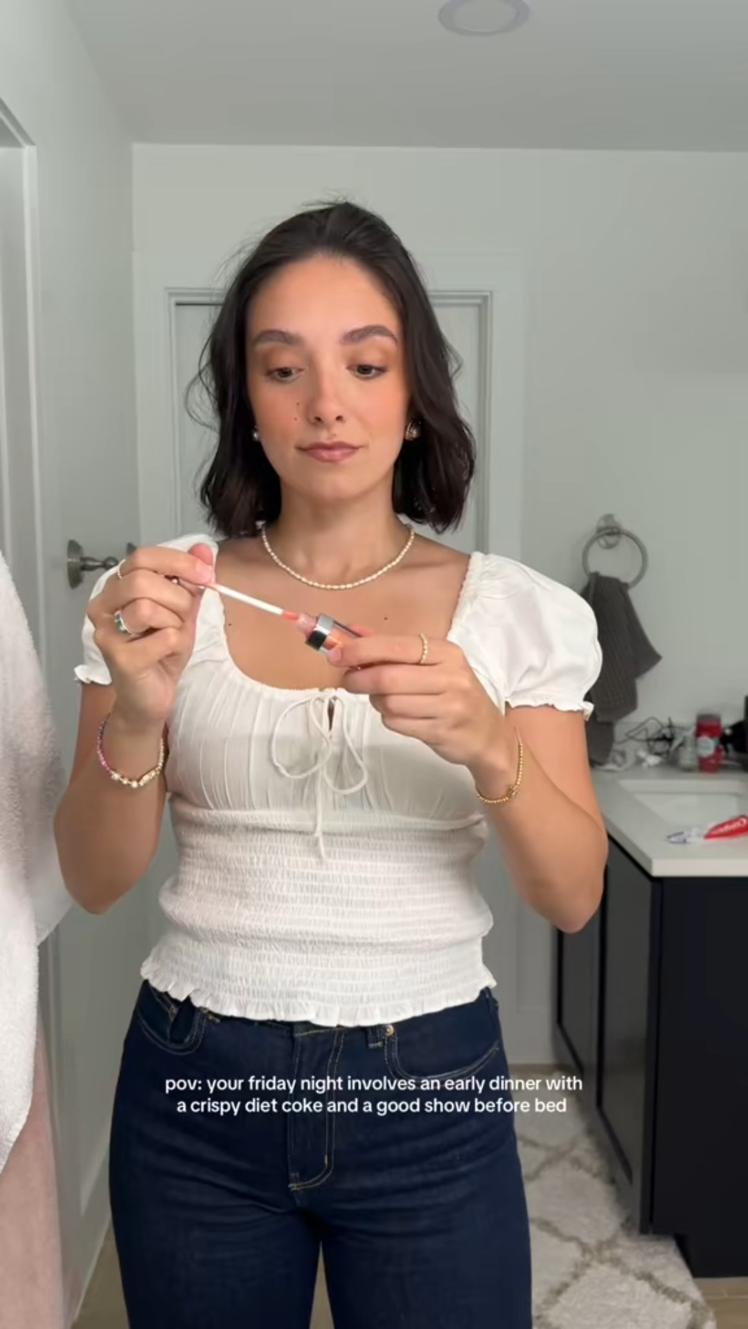 Size Large in blouse similar style and size 27 in jeans 