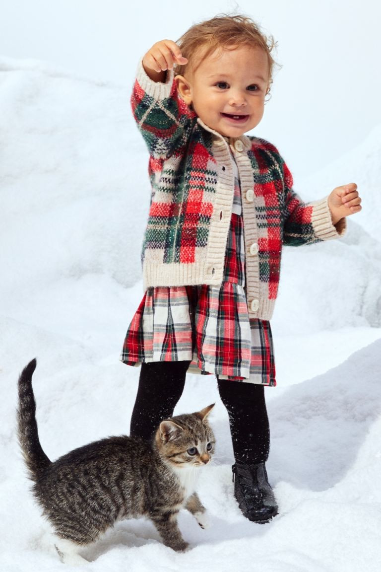 Button-front Dress - Red/green plaid - Kids | H&M US | H&M (US + CA)