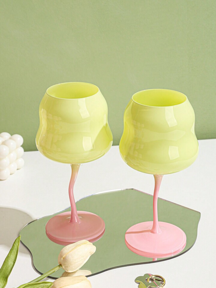 1pc Creative Macaron Colored Glass Wine Glass Twisted Stemmed Highball Cup For Cocktails And Wine... | SHEIN
