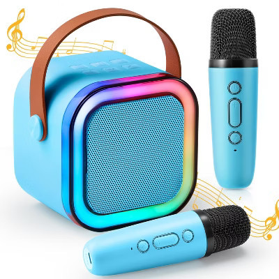 Mini Karaoke Machine with 2 Wireless Microphones for Kids and Adults, Bluetooth Speaker Toys, Christmas Girls Gift for Ages 3+ Years Old, Blue | Target
