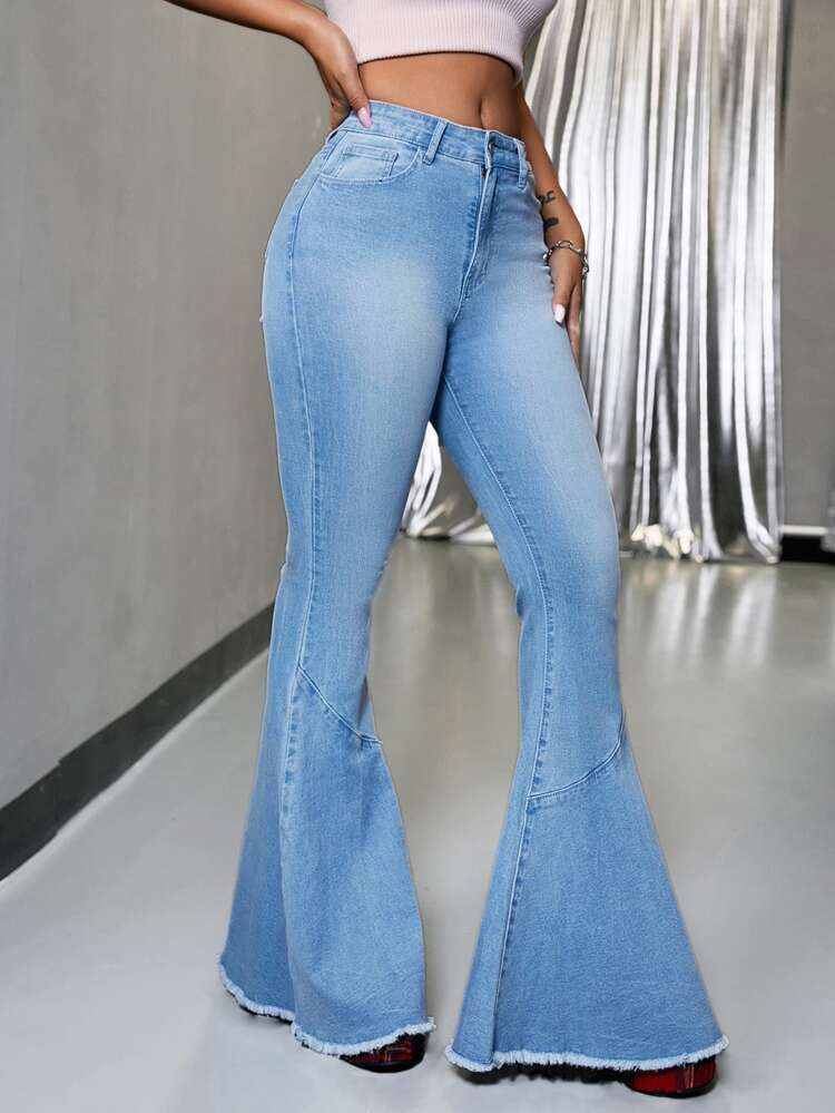 Raw Hem Flare Leg Jeans | SHEIN