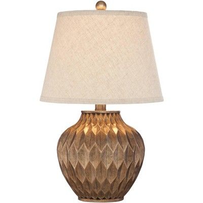360 Lighting Modern Accent Table Lamp 22" High Warm Bronze Geometric Urn Tapered Drum Shade for L... | Target