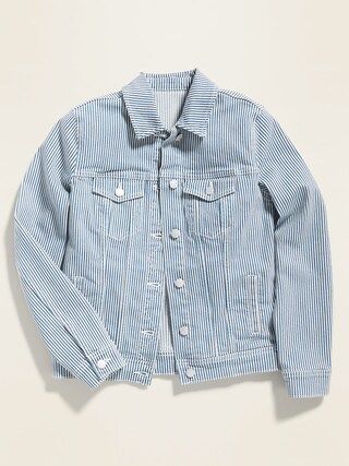 Railroad-Stripe Jean Jacket for Women | Old Navy (US)