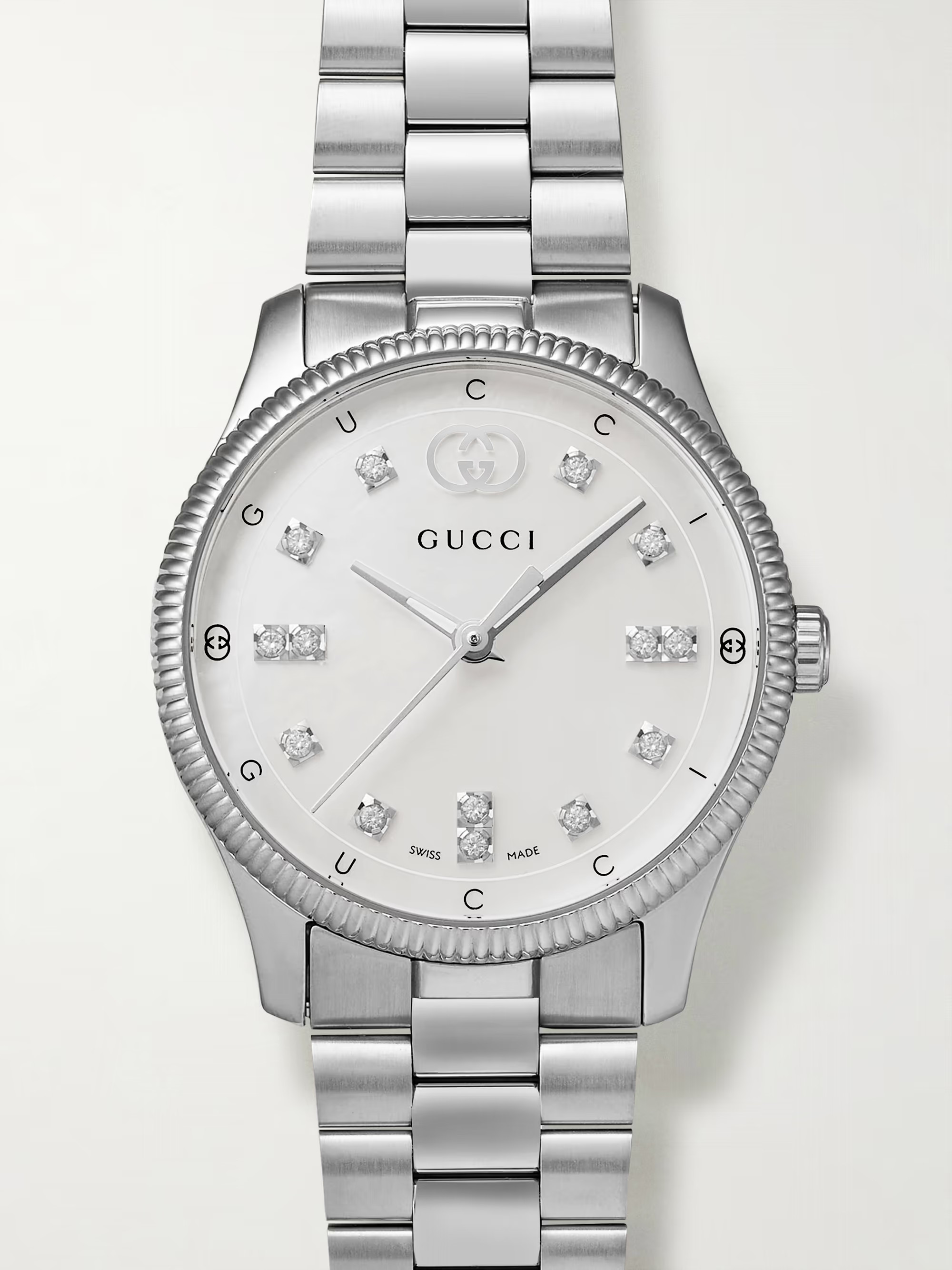 G-Timeless 29mm stainless steel, diamond and mother-of-pearl watch | NET-A-PORTER (US)