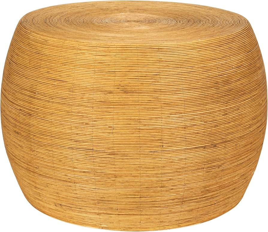 Creative Co-Op, Natural Round Bamboo Rattan Barrel Coffee Table | Amazon (US)