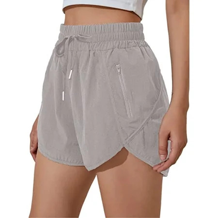 Women s High-Waist Workout Running Shorts -Quick Dry Drawstring Sport Gym Athletic Shorts Pocket | Walmart (US)
