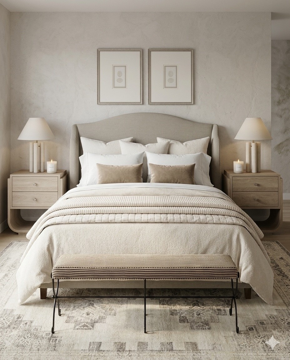 Transform your bedroom into a serene sanctuary with this organic modern bedroom design, featuring a harmonious blend of neutral tones and rich textures. This bedroom showcases a curated aesthetic that balances minimalist luxury with cozy, inviting elements.

#LTKHome