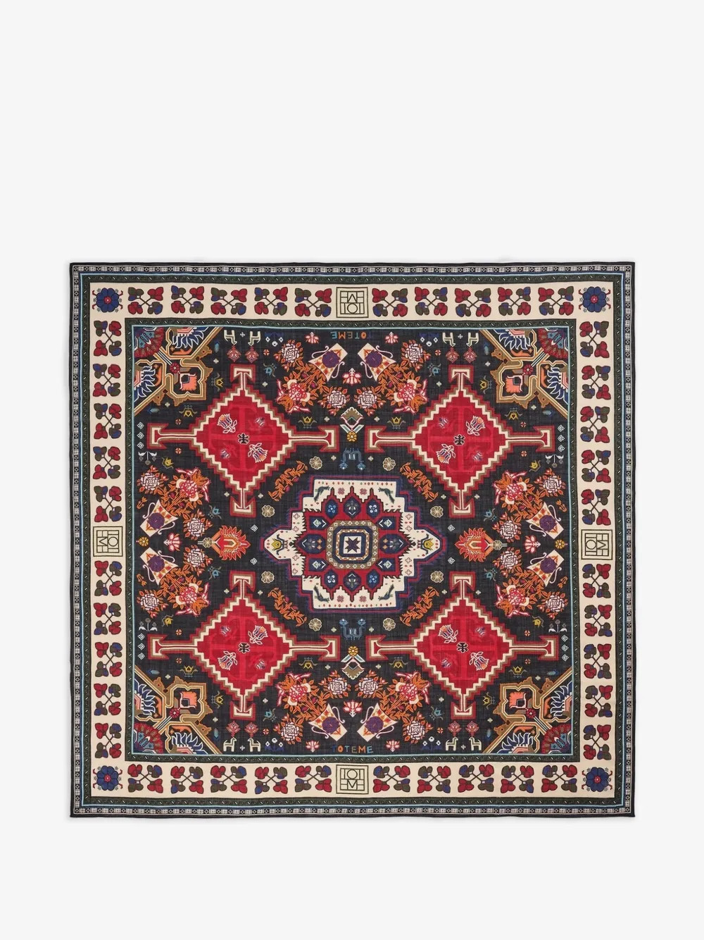 TOTEME Winter geometric blanket wool scarf - Red | Farfetch Global