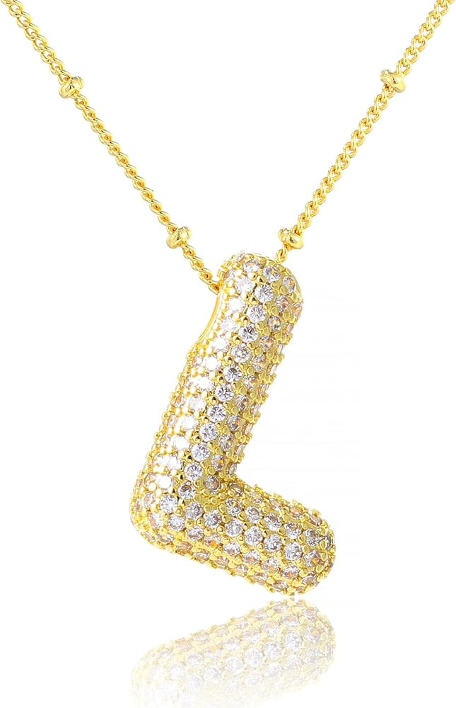 KELMALL Women's Diamond Balloon Initial Pendant, Zircon Letter Name Bubble Alphabet Necklace Vale... | Amazon (US)