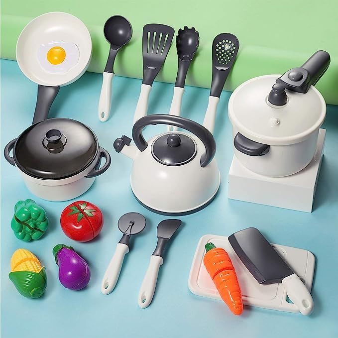 iPlay, iLearn Kids Kitchen Accessories Playset, Pretend Play Cooking Set, Toy Pots N Pans, Cookwa... | Amazon (US)