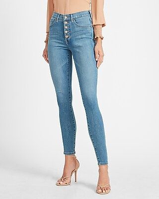 High Waisted Button Fly Skinny Jeans | Express