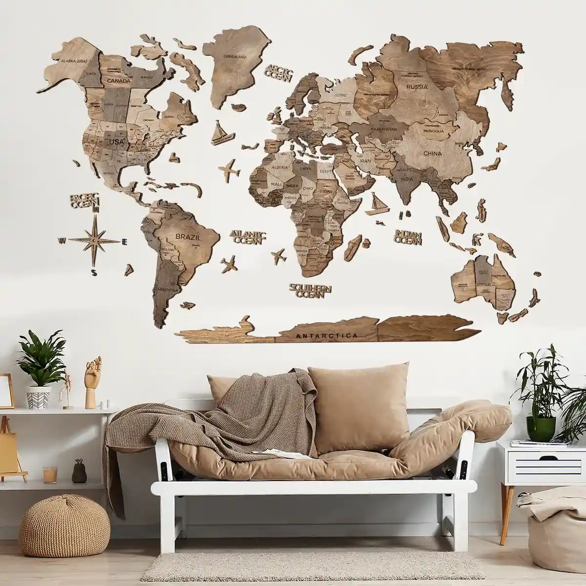 3D Wooden World Map Terra | Enjoythewood