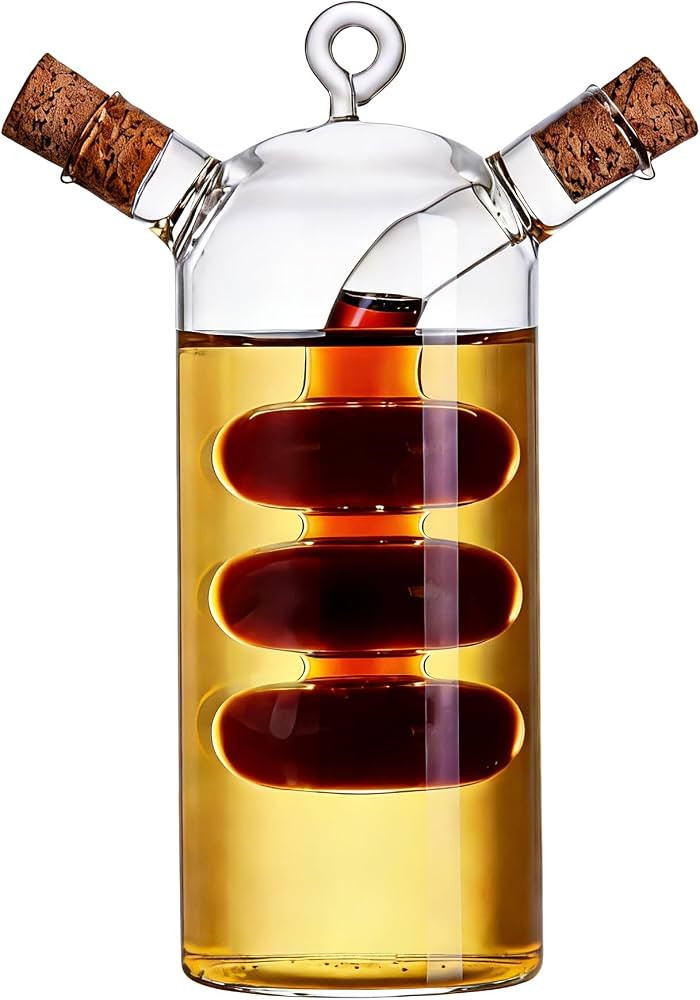 ELETON 2 in 1 Oil Dispenser,Glass Cruet with Triple-Bubble Inner Chamber | Amazon (US)