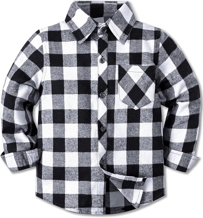 Cromoncent Boys Long Sleeve Flannel Plaid Shirt Button Down Shirts | Amazon (US)