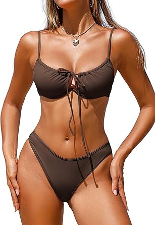 Bikini Sets for Women Underwire Bathing Suit Two Piece Swimsuit High Cut Cheeky Cute Swimwear | Amazon (US)