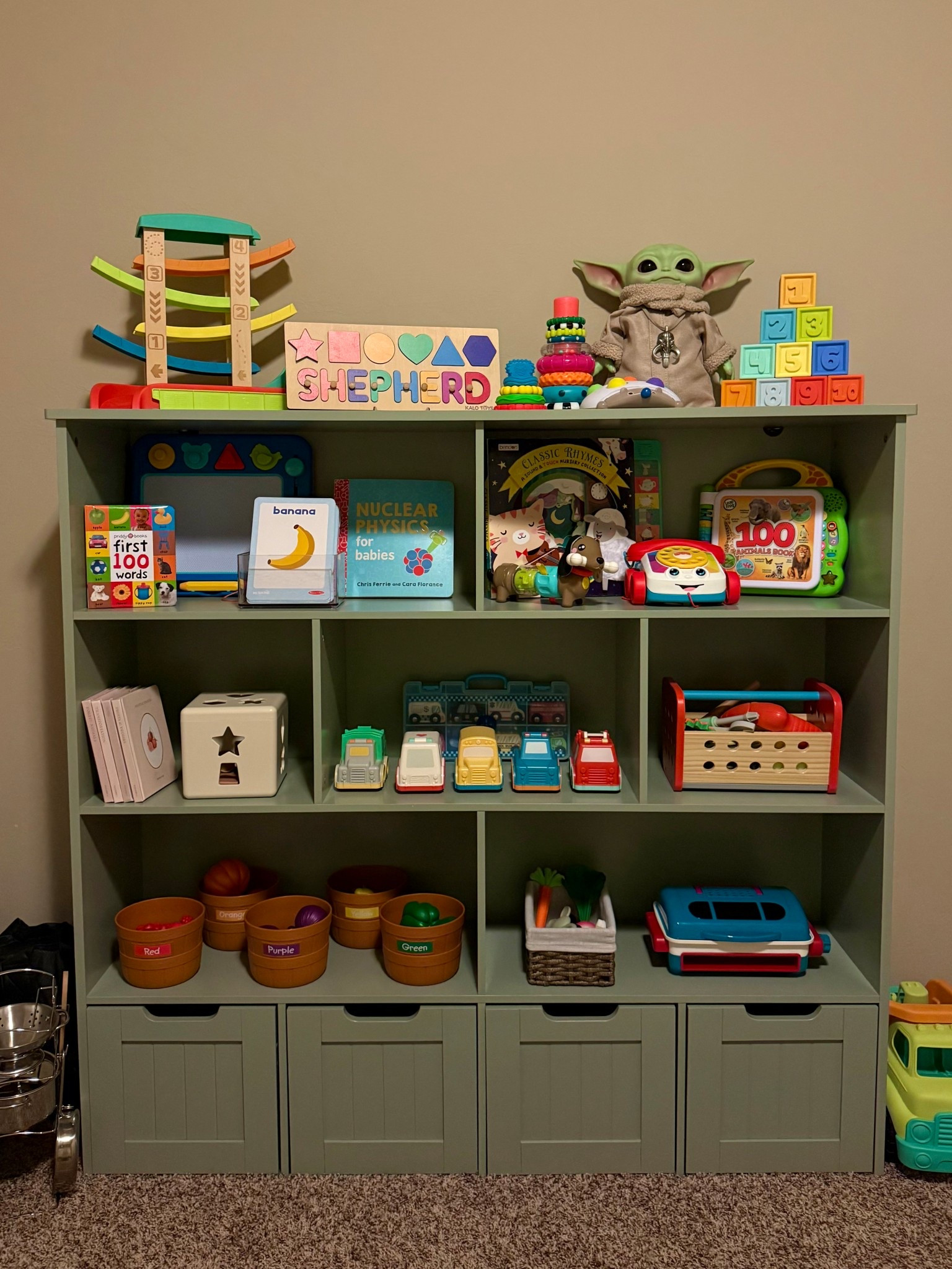 Storage solution for the playroom 🧸 The color is a lot more natural and muted than the product image on the website.



toy organization | montessori shelf | toddler playroom | one year old play room | 18 month toys | montessori inspired | playroom furniture | boy playroom | colorful playroom | gift ideas for toddlers

#LTKmomlife #LTKHome #LTKKids