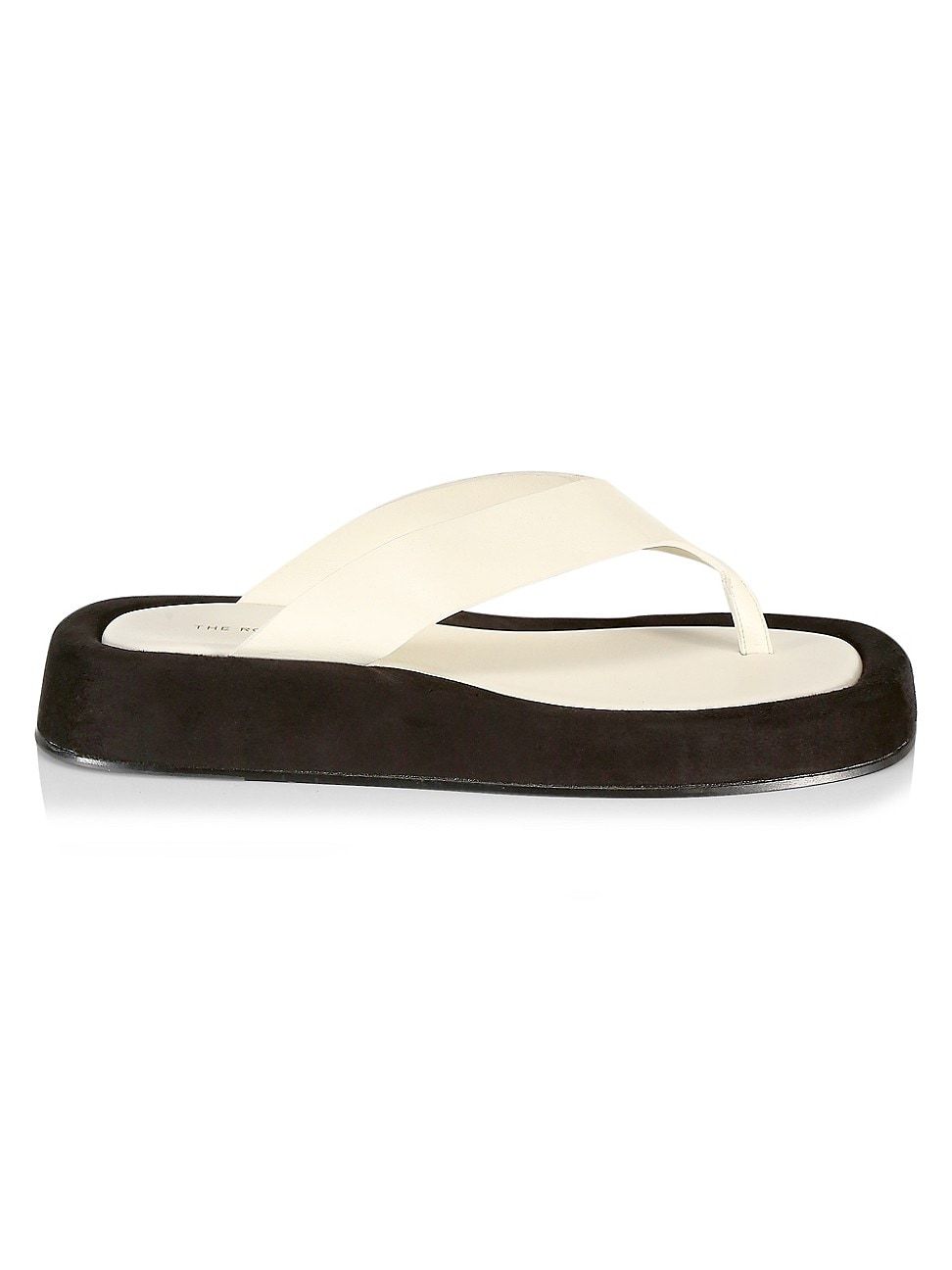 The Row Women's Ginza Leather Thong Sandals - Black Natural - Size 12 | Saks Fifth Avenue