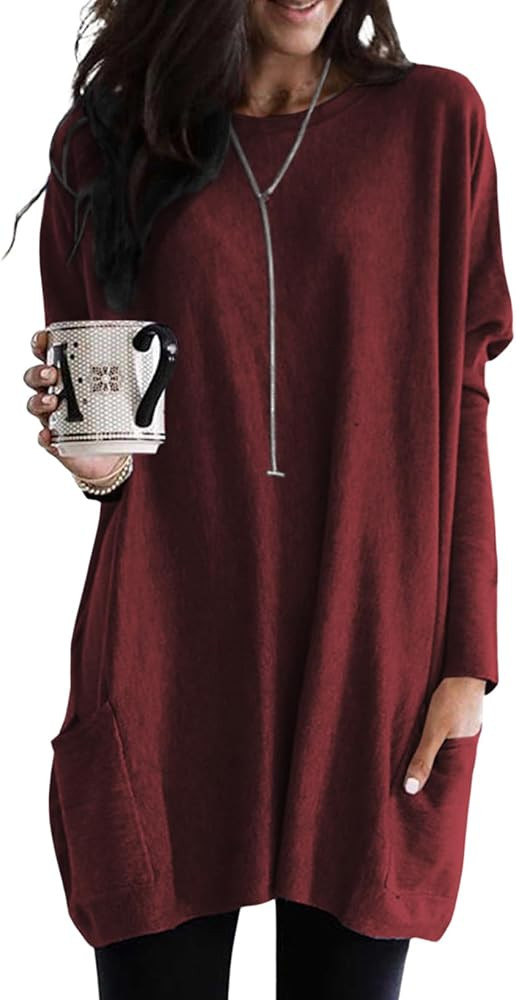 Dokotoo Womens Fall Fashion 2025 Long Sleeve Pullover Tunic Tops Crewneck Sweatshirt Dress Casual... | Amazon (US)