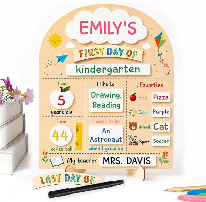 Devory First and Last Day of School Sign 12"x10", First Day of Kindergarten Sign, First Day of Pr... | Amazon (US)